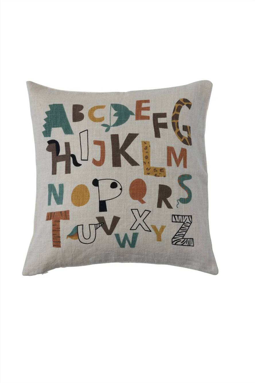 NEW CREATIVE CO-OP cotton alphabet pillow in multi